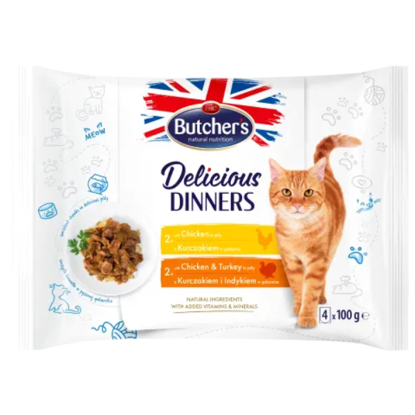 BUTCHER'S DD CAT POUCH 4X100G CHI/C+TURK
