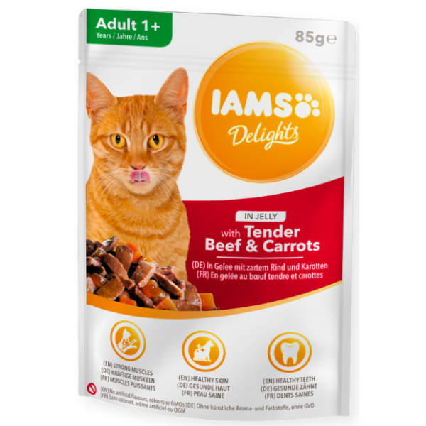 IAMS CAT AD POUCH BEEF & CARR DELIGHT 85gr