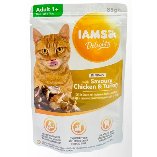 IAMS CAT AD POUCH CKN & TKY DELIGHT 85gr