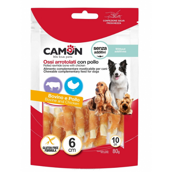 MINI RAWHIDE ROLLS W/CHICKEN 10 PCS