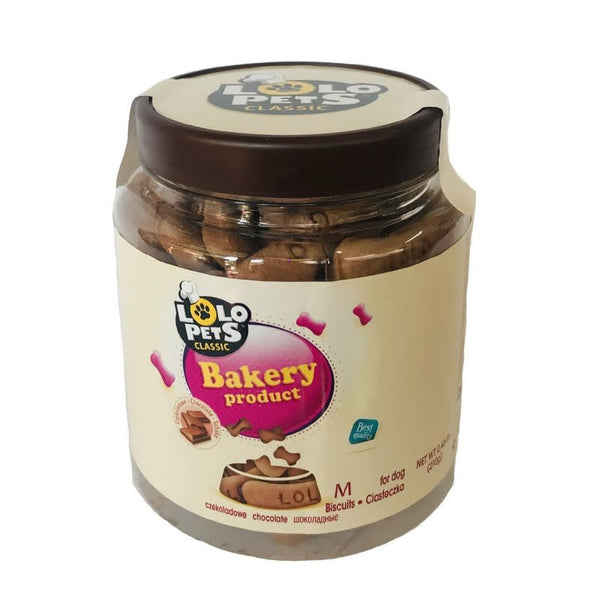 Lolo Pets Bakery Biscuits Dogs Bone Shaped Chocolate M Jar 210g