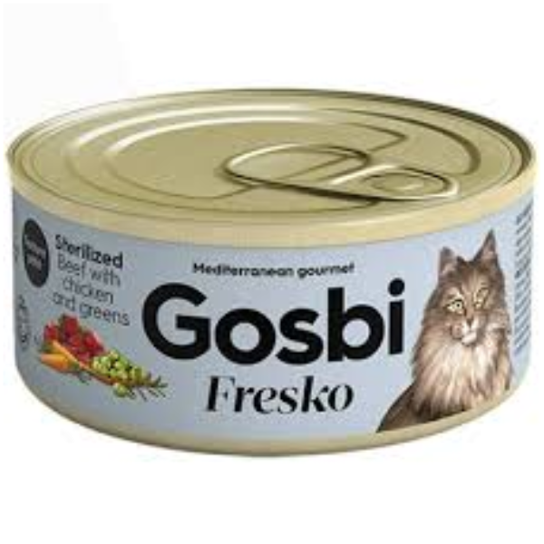 Gosbi Fresko Sterilized Beef with Chicken & Greens. 70g