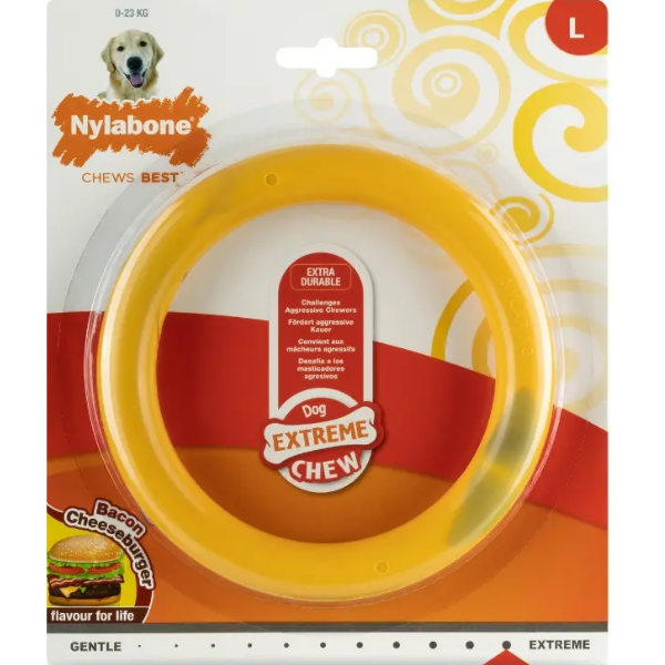 NYLABONE EXTREME CHEW RING BACON CHEESEBURGER L