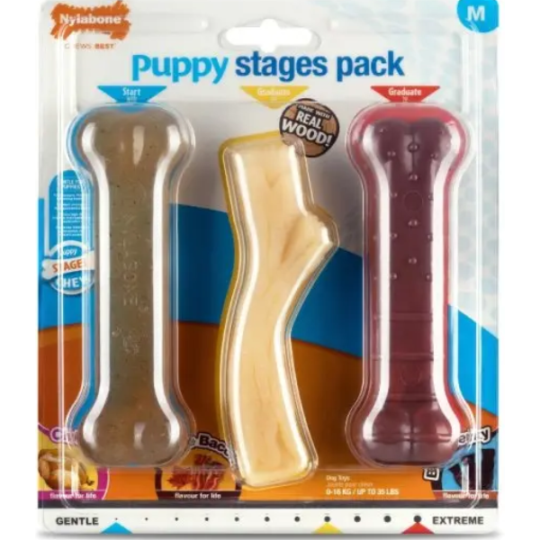 NYLABONE PUPPY CHEW STAGES M 3PCS