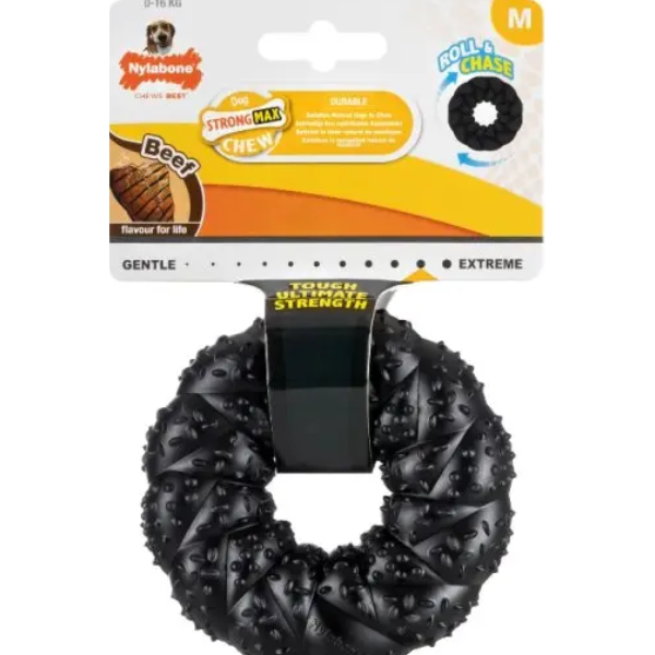 NYLABONE STRONG CHEW MAX BRAID RING BEEF MEDIUM