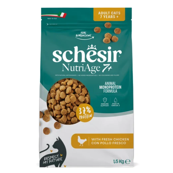 Schesir Nutriage 7+ Monoprotein Chicken Dry Cat Food