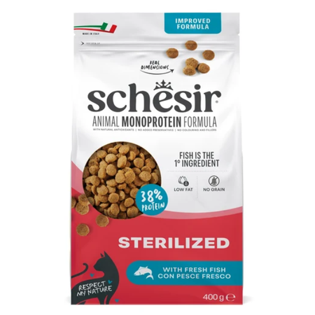 Schesir Sterilised Monoprotein Fish Dry Cat Food 400g