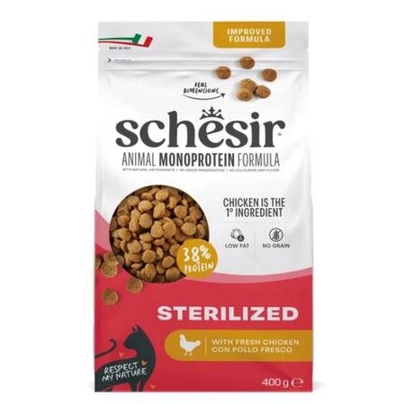 Schesir Sterilised Monoprotein Chicken Dry Cat Food 400g