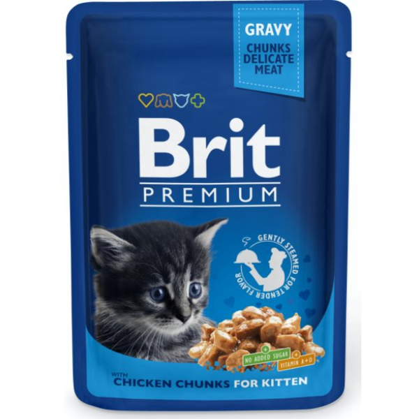 BRIT-P CAT POUCHES KITTEN 100G