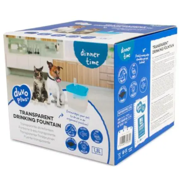 DUVO+ TRANSPARENT WATER FOUNTAIN BLUE/WT