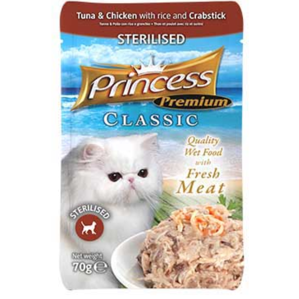 PRINCESS POUCH TUNA/CHICK/CRAB - STERAL, 70G