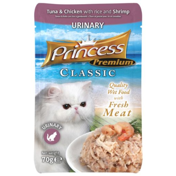 PRINCESS POUCH TUNA/CHICK/SHRIMP - URINA, 70G