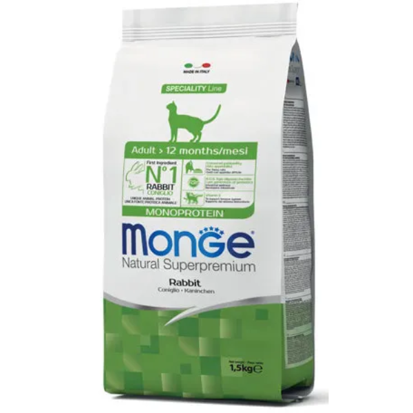 Monge Natural Superpremium Cat Food – Rabbit (1.5kg)