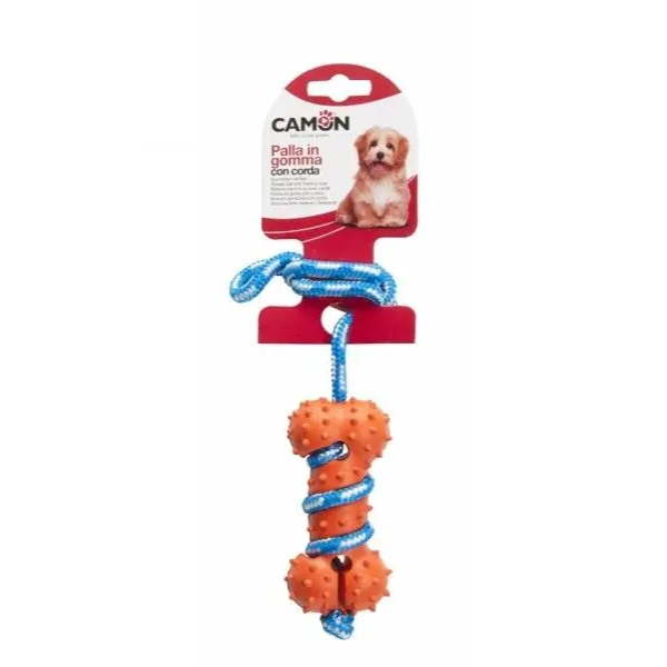 RUBBER BONE W/ROPE