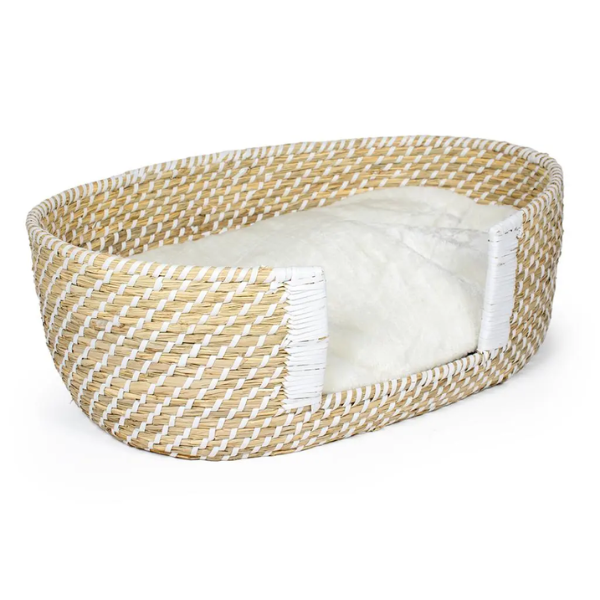 DUVO+BOHO WICKER BASKET STEP-IN & CUSHION