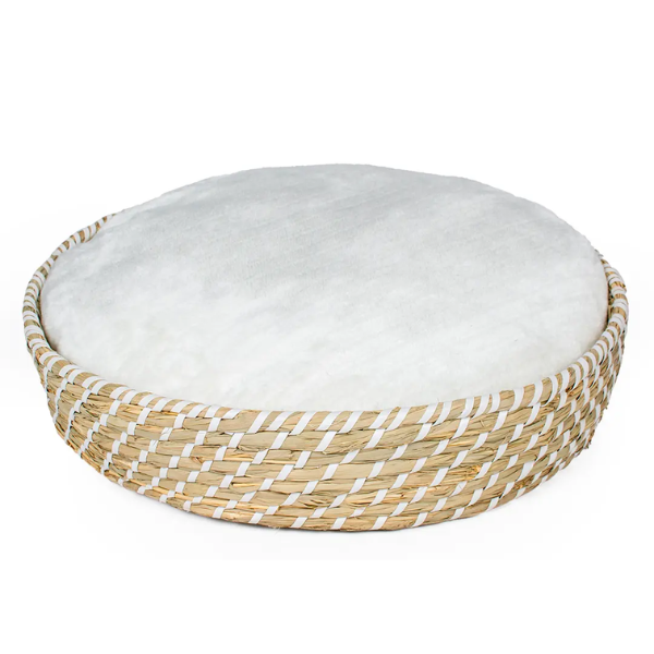 DUVO+ BOHO WICKER BASKET ROUND & CUSHION L