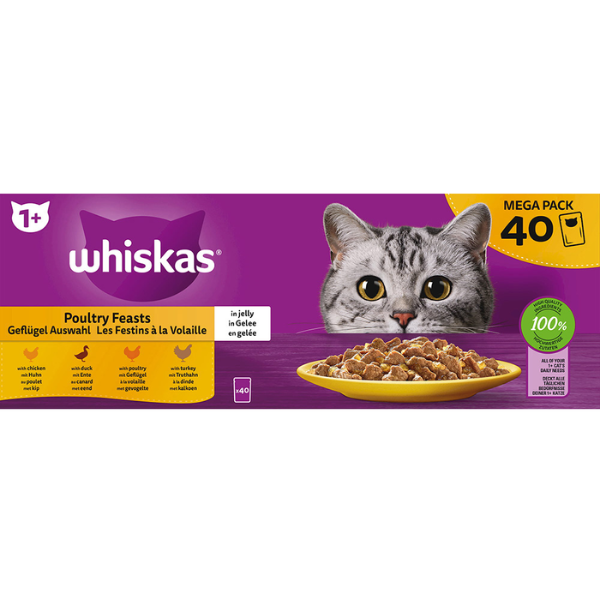 WHISKAS ADULT POUCH BOX - 40pkts