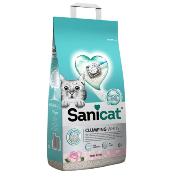 SANICAT CLUMPING WHITE ROSE PETAL - 8L