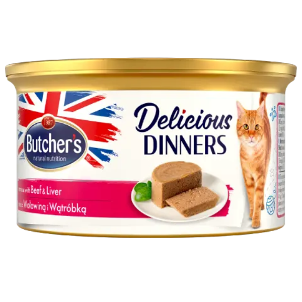 BUTCHER'S DELICIOUS DINNERS BEEF AND LIVER MOUSSE 85G