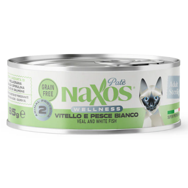NAXOS CAT ADULT S/LIGHT VEAL/WFISH 85G