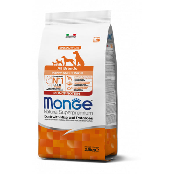 Monge All Breeds Puppy & Junior Duck with Rice & Potatoes 2.5kg