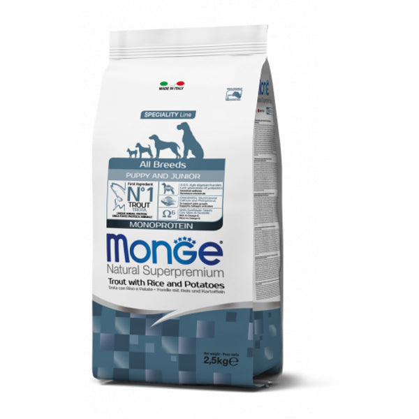Monge All Breeds Puppy & Junior Trout with Rice & Potatoes 2.5kg