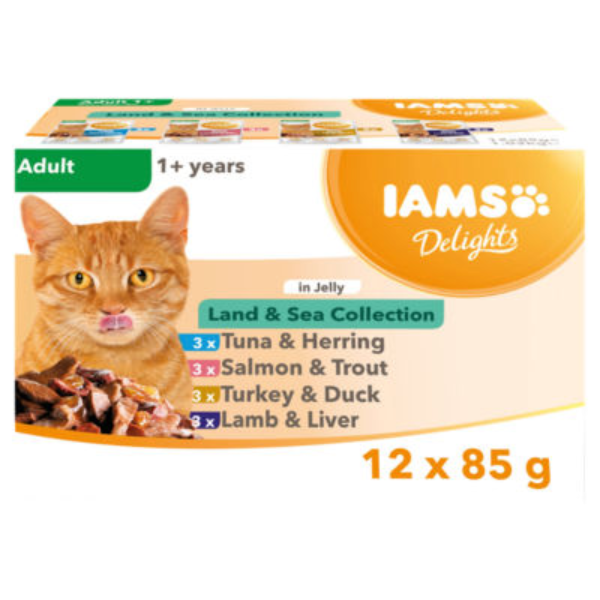 IAMS CAT AD MP POUCH LAND & SEA JLY 12X85gr