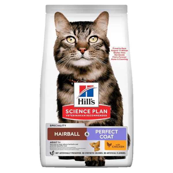HILLS SP CAT ADT HAIRBALL & PERFECT COAT CKN 1.5KG