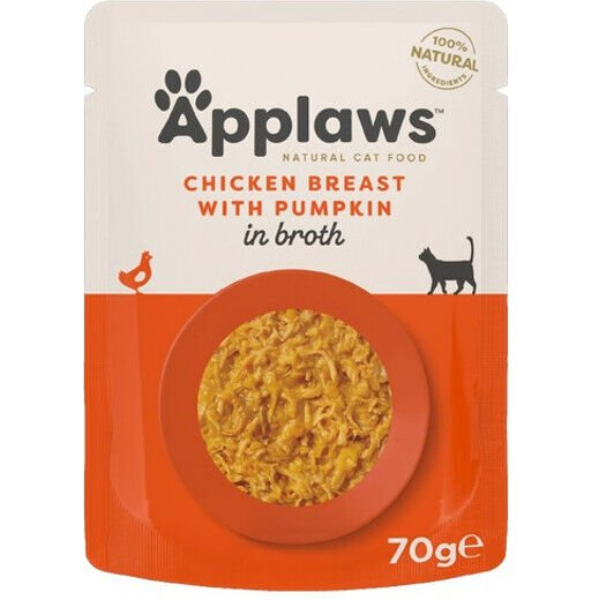 APPLAWS CAT POUCH CKN W/PUMPKIN 70Gr