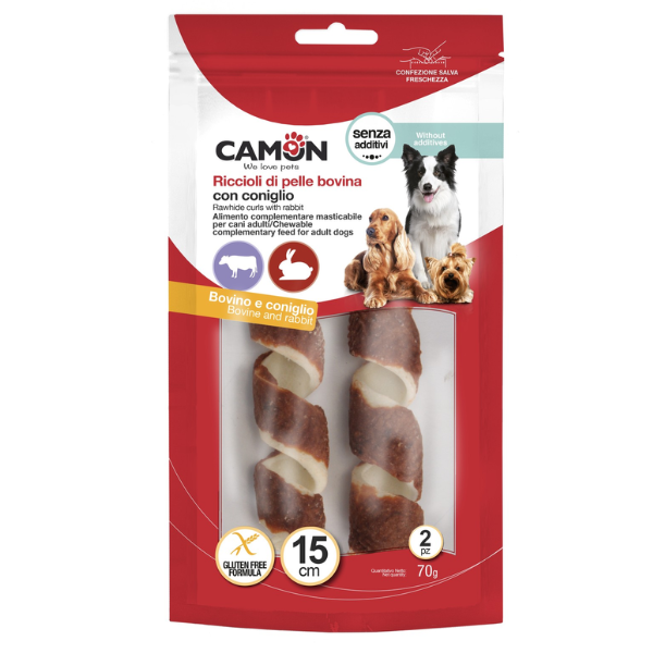 RAWHIDE ROLLS W/RABBIT 2PCS