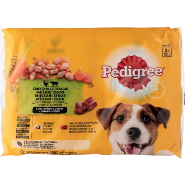 PEDIGREE ADLT POUCH CHICKEN & BEEF 4PACK IN GRAVY - (4X100G)