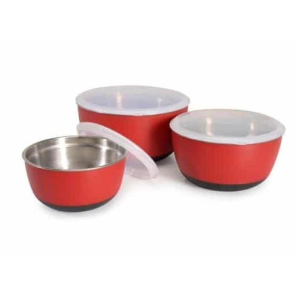 SET OF 3 COVERED BOWLS ANTISKID