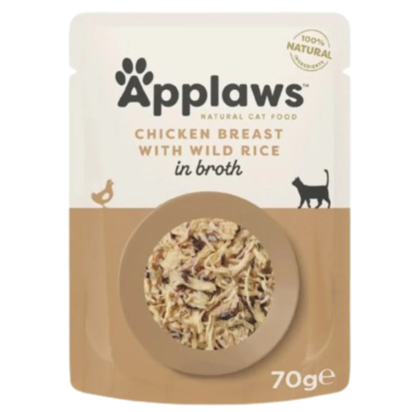 APPLAWS CAT POUCH CKN W/WLD RICE 70Gr