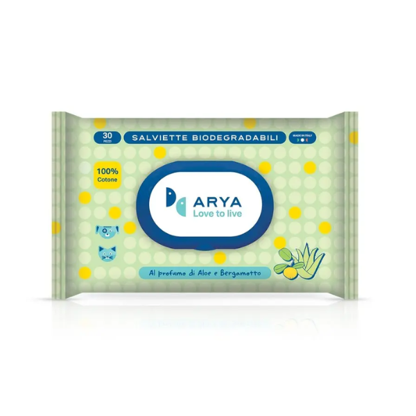 ARYA COTTON ALOE AND BERGAMOT WIPES X 30PC
