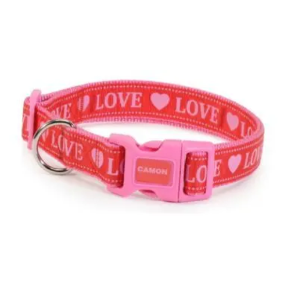 ADJUST.COLLAR LOVE RED/PINK 20MM