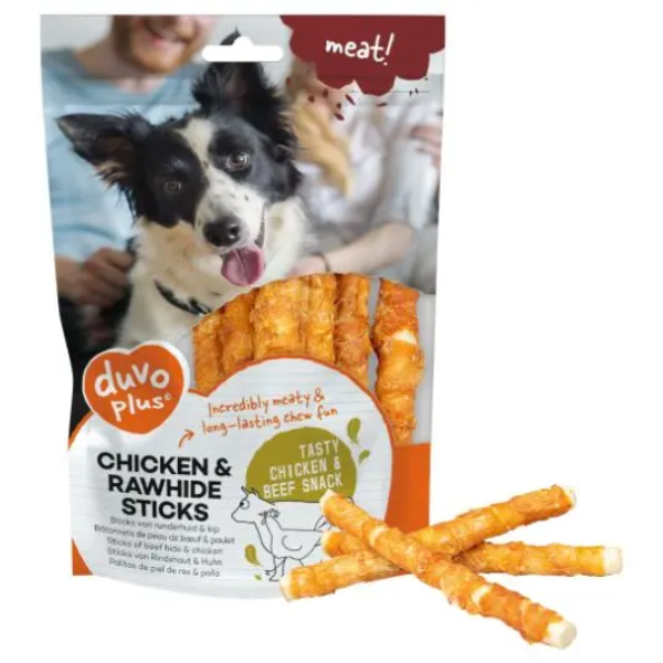 DUVO+ MEAT! CHICKEN & RAWHIDE STICKS 100 GR