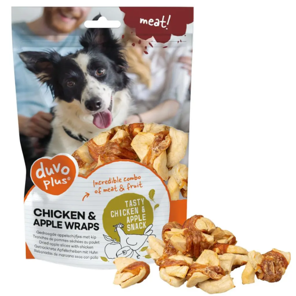 DUVO+ MEAT! CHICKEN AND APPLE WRAPS 100G