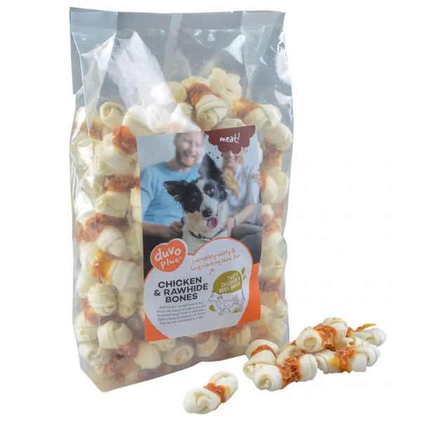 DUVO CHICKEN AND RAWHIDE MEDIUM BONES 1KG