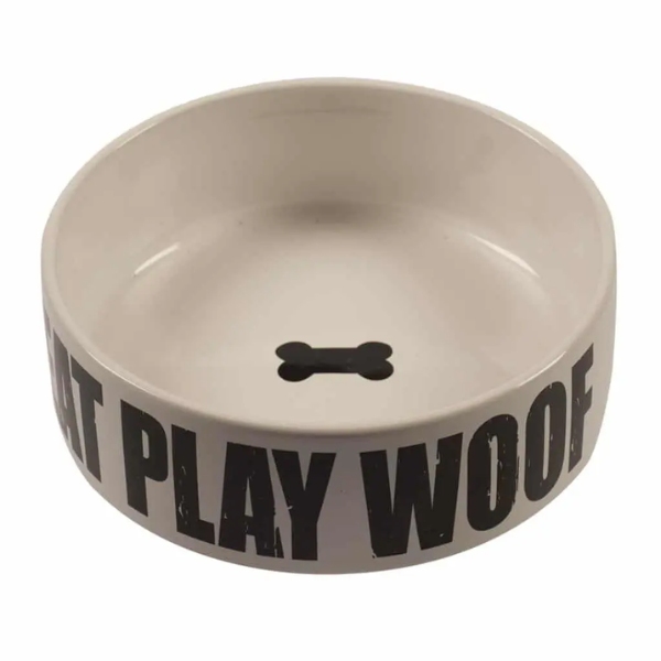 DUVO STONE EAT PLAY WOOF FEEDING BOWL