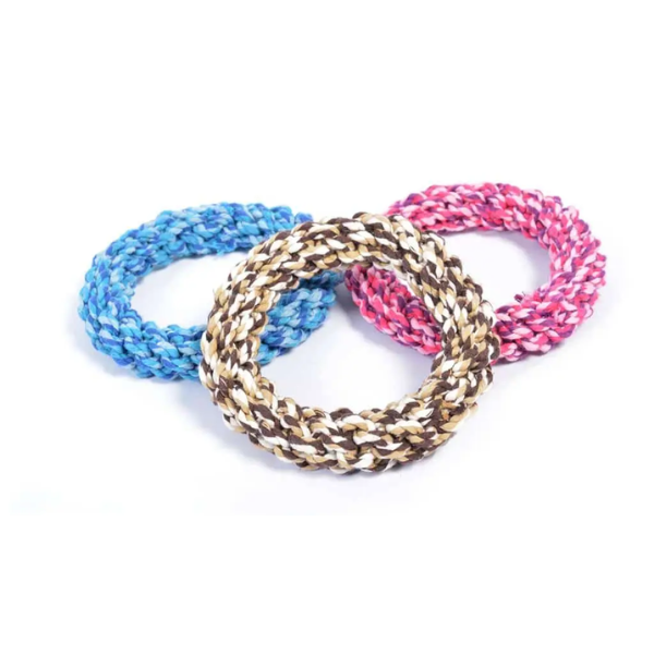 DUVO TUG TOY KNOTTED ROPE RING MIX SMALL