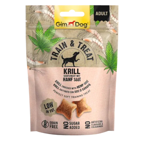 GIMDOG TRAIN AND TREAT KRILL AND HEMP 125G