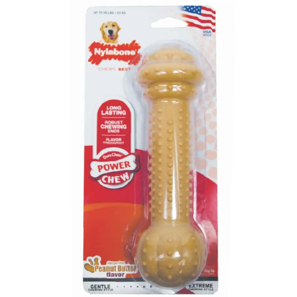 NYLABONE BARBELL PEANUT BUTTER LARGE