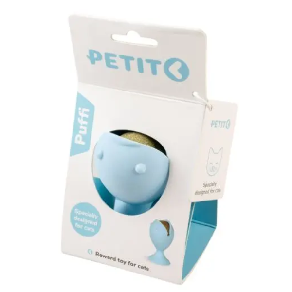 PETIT PUFFI SNACK TOY W/CATNIP BALL BLUE