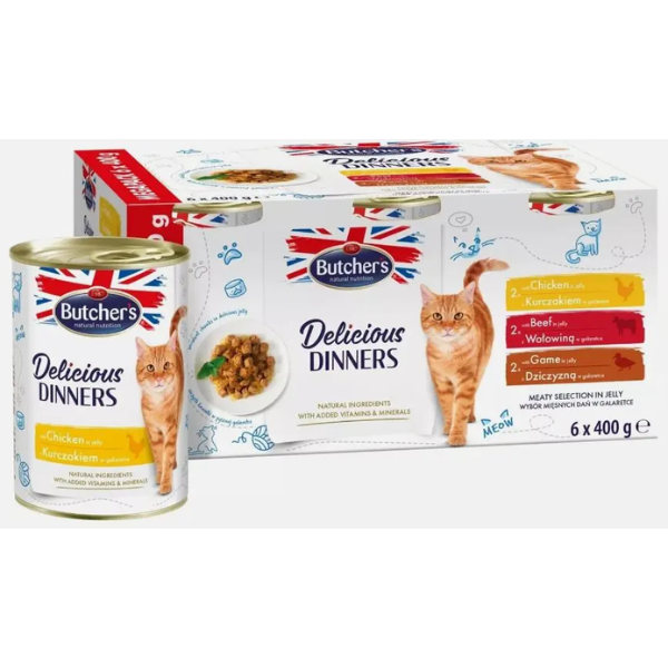 BUTCHER'S DD 6X400G BEEF/CHICKEN/GAME