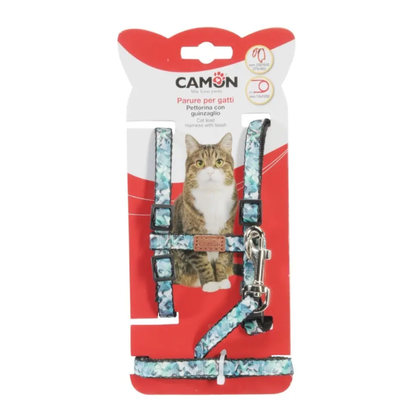 DG077 CAT HARNESS W/LEAD JUNGLE