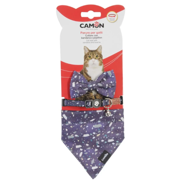 DG070 CAT COLLAR W/BANDANA+BOW BLUE