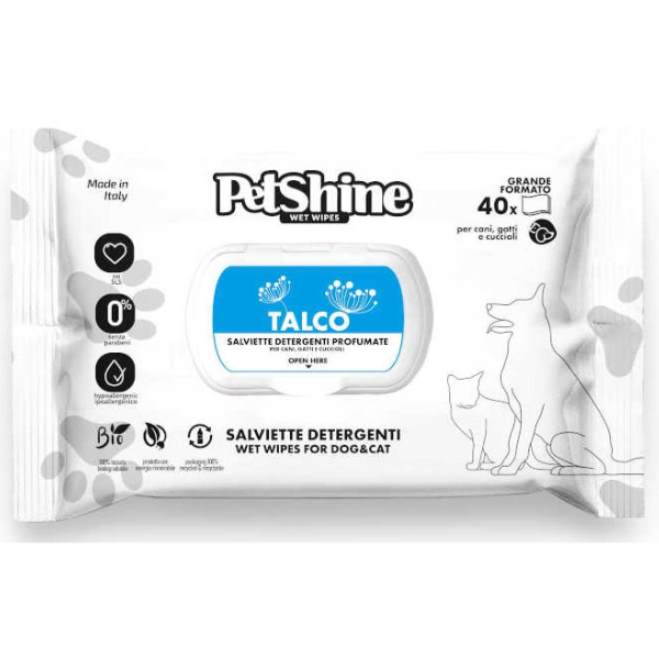Pet Shine  Talco Wipes, 40pcs