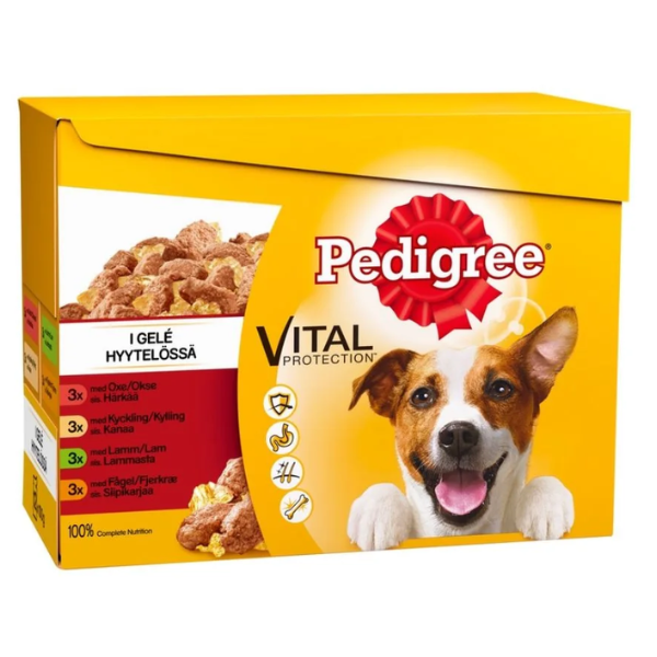 PEDIGREE BOX MIX- CKN/LAMB/POULTRY/BEEF IN JELLY - (12X100G)