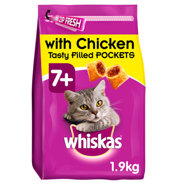 WHISKAS SENIOR (7+) DRY CHICKEN - 1.9KG