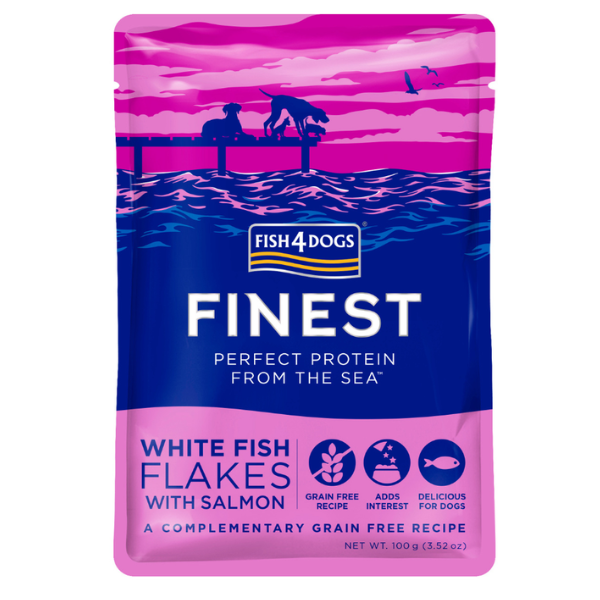 FISH4DOGS FINEST WHITE FISH FLAKES WITH SALMON 100G